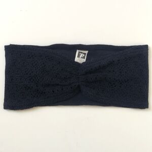 Paris 90's Vintage Crochet Knit Strapless Ruched Cropped Bandeau Top Black OS